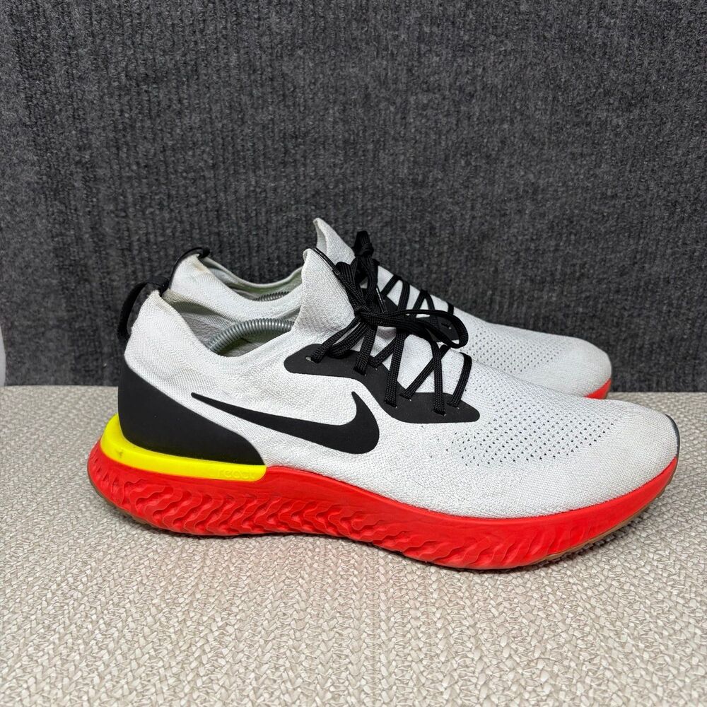 Nike Epic React Flyknit White Bright Crimson Red Running Mens 14 AQ0067-103